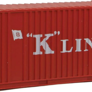 Walthers Scenemaster 20' Corrugated Container with Flat Panel-K-Line (Red, White) 949-8013 HO Scale Model Railroad - Freight Model