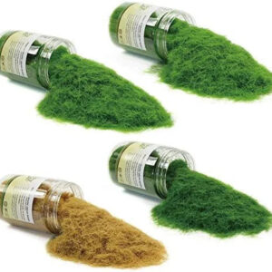 CFA7 4 x 300ml Mixed 8mm Static Grass Terrain Powder - Green Artificial Grass for Fairy Gardens, Miniatures, Landscapes, and Model Railway Layouts