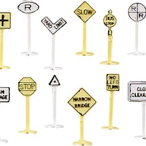 Bachmann Trains - Scenery Accessories - RAILROAD & STREET SIGNS (24 Pcs.) - N Scale