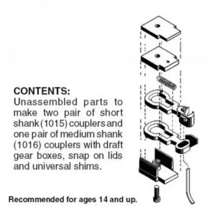 Micro Trains #00102000 Universal Mount Coupler Unassembled 3 pair (2 short, 1 regular shank)
